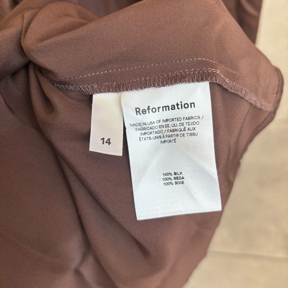 Reformation Frankie 100% Silk Maxi Slip Dress in Brown, Size 14 - Picture 16 of 16